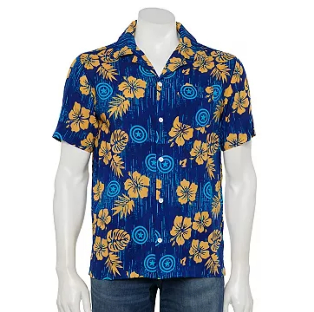 Marvel Captain America Hawaiian Short Sleeve Button Down